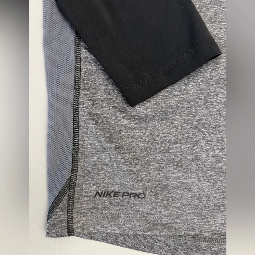 Nike Pro Youth Dri-Fit Long Sleeve Athletic Top Gray Black Size L Unisex